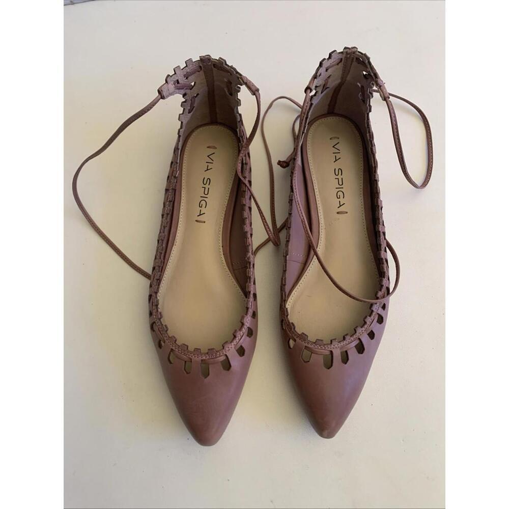 Via Spiga Sammy Lavender Purple Wrap Strappy Ballet Flat Shoes Women’s Sz 6.5